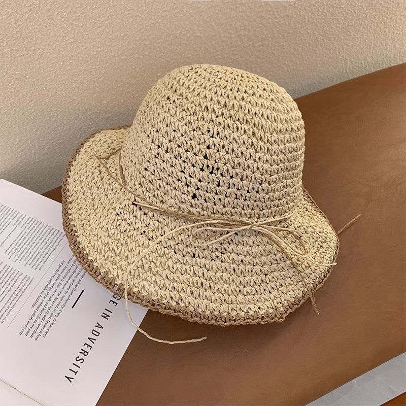 Brim Sun-proof Sun Protection Beach Trip All-matching Sun-proof Dome Straw Hollow Breathable Straw Hat