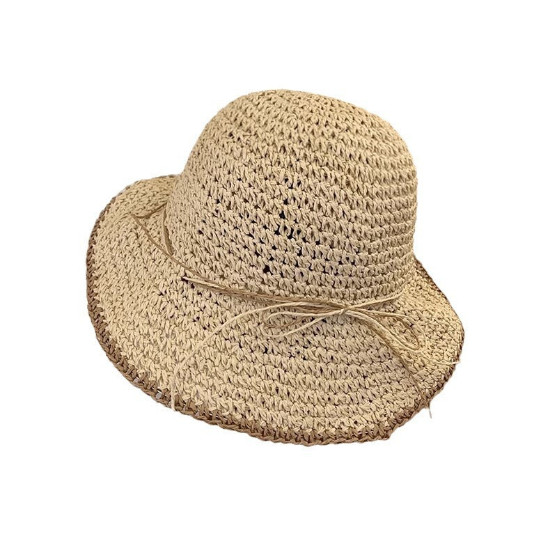 Brim Sun-proof Sun Protection Beach Trip All-matching Sun-proof Dome Straw Hollow Breathable Straw Hat