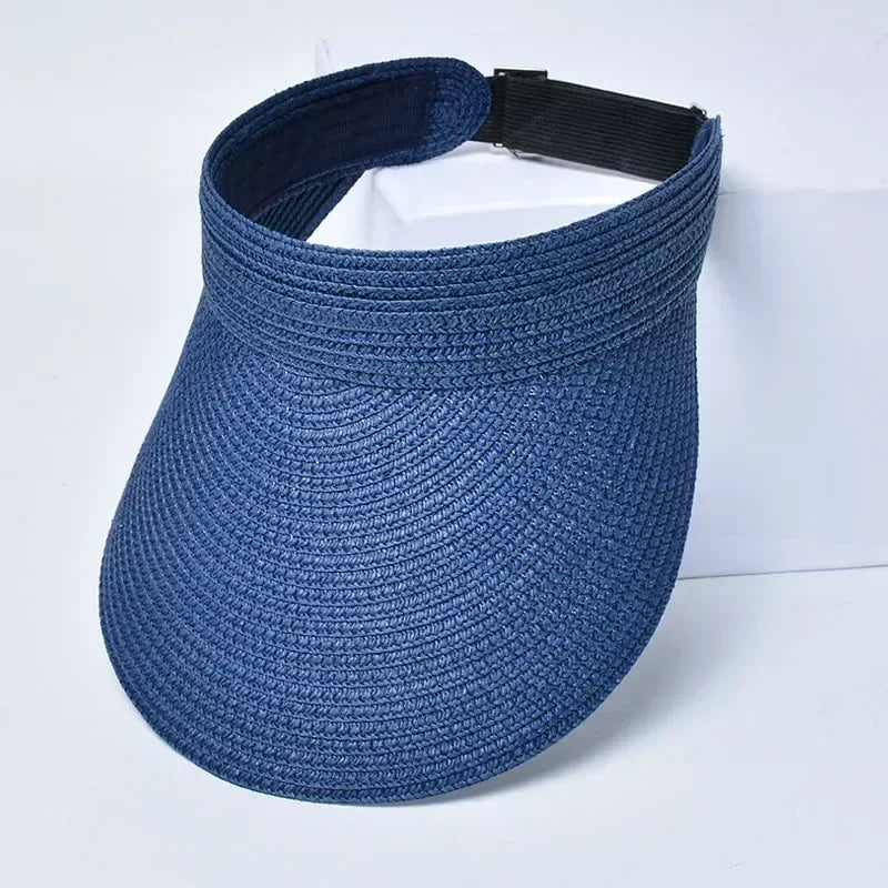 Spring and Summer Women's Outdoor Sunshade  Straw Hat Fashion Empty Top  Duck Tongue Hat Big Brim Cap G37